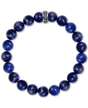 King Baby Men's Lapis Beaded Stretch Bracelet In Sterling Silver