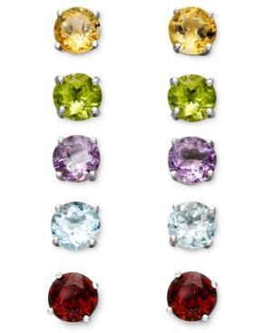 Victoria Townsend Sterling Silver Multi-stone Interchangeable Stud Earrings Set