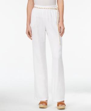 Jm Collection Linen-blend Chain-belt Pants, Only At Macy's