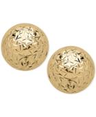 Crystal-cut Ball Stud Earrings (10mm) In 14k Gold