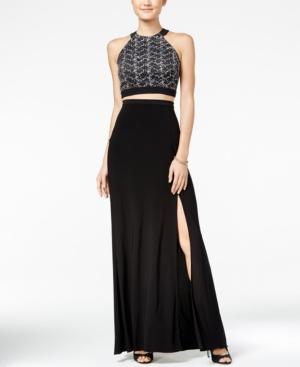 Blondie Nites Juniors' 2-pc. Lace Cutout-back Gown
