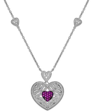 Ruby (1/3 Ct. T.w.) And Diamond (1/10 Ct. T.w.) Heart Pendant In Sterling Silver