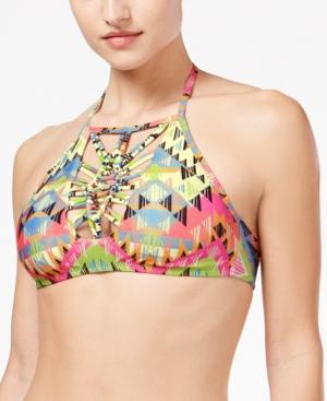 Becca Cayenne Aztec-print High-neck Bikini Top Women's Swimsuit