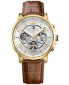 Tommy Hilfiger Men's Sophisticated Sport Brown Leather Strap Watch 44mm 1791291