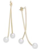 I.n.c. Gold-tone Imitation Pearl Bypass Earrings, Created For Macy's