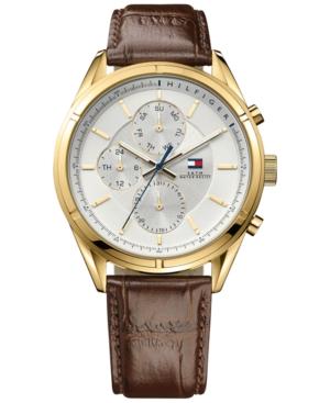 Tommy Hilfiger Men's Brown Leather Strap Watch 44mm 1791127