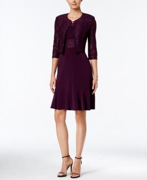 Jessica Howard Sequined Floral Lace Dress And Jacket