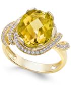 Citrine (4-1/4 Ct. T.w.) And White Topaz (1/3 Ct. T.w.) Ring In 14k Gold-plated Sterling Silver