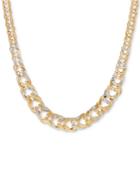 Two-tone Graduated Open-link Chain 17 Collar Necklace In 14k Gold