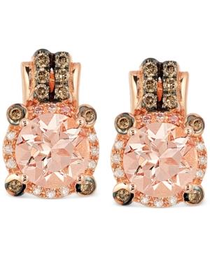 Le Vian Peach Morganite (1-3/4 Ct. T.w.) And Diamond (1/4 Ct. T.w.) Earrings In 14k Rose Gold, Only At Macy's