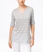 G.h. Bass & Co. Three-quarter-sleeve Striped Top