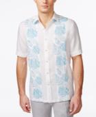 Tasso Elba Men's Linen Pintucked Floral Linen Blend Short-sleeve Shirt