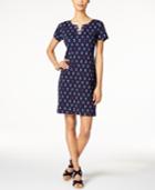 Karen Scott Lace-up Anchor-print Dress, Only At Macy's