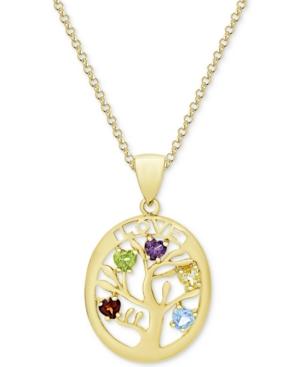 Multi-gemstone Tree Of Life Pendant Necklace (3/4 Ct. T.w.) In 14k Gold-plated Sterling Silver