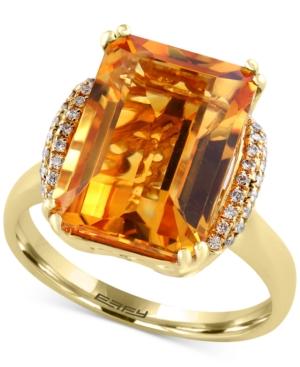 Sunset By Effy Citrine (7-1/5 Ct. T.w.) And Diamond (1/8 Ct. T.w.) Statement Ring In 14k Gold