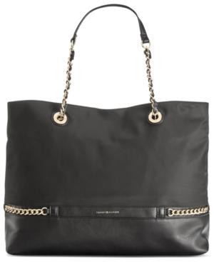 Tommy Hilfiger Cassidy Nylon & Faux Leather Chain-link Tote