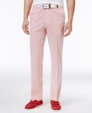 Tommy Hilfiger Men's Slim-fit Stretch Performance Red/white Seersucker Suit Pants