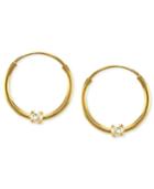 Children's 14k Gold Earrings, Cubic Zirconia Accent Hoop