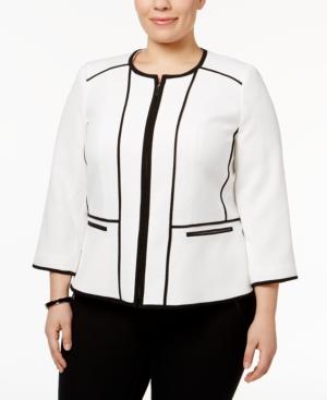 Kasper Plus Size Piped Blazer