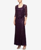 Alex Evenings Sequined Lace Gown & Jacket