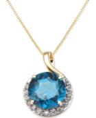 Blue Topaz (4-3/4 Ct. T.w.) & Diamond (1/6 Ct. T.w.) Pendant 18 Necklace In 14k Gold