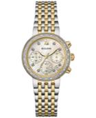 Bulova Women's Chronograph Diamond Accent Two-tone Stainless Steel Bracelet Watch 30mm 98r214