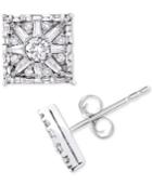 Diamond Square Star Stud Earrings (1 Ct. T.w.) In 14k White Gold