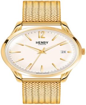 Henry London Westminster Ladies 39mm Gold Stainless Steel Mesh Bracelet Strap Watch With Gold Stainless Steel Casing