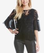 Karen Kane Lace Bell-sleeve Top