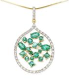 Rare Featuring Gemfields Certified Emerald (1-3/4 Ct. T.w.) And Diamond (1/3 Ct. T.w.) Scatter Pendant Necklace In 14k Gold