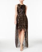 Adrianna Papell Metallic Lace High-low Dress