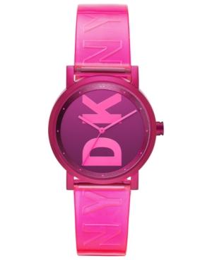 Dkny Women's Soho Pink Polyurethane Strap Watch 34mm