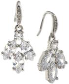 Carolee Silver-tone Marquise Crystal Cluster Drop Earrings