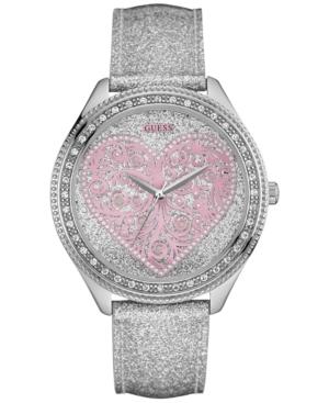 Guess Women's Silver Leather Strap Watch 44mm U0697l1
