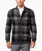 Tasso Elba Men's Soft Touch Mock Neck Check Zip-up Sweater, Only At Macy's