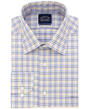 Eagle Men's Classic/regular Fit Flex Collar Yellow Check Dress Shirt