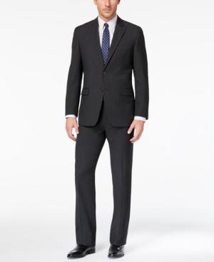 Tommy Hilfiger Men's Slim-fit Stretch Performance Charcoal Birdseye Suit