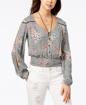 American Rag Juniors' Printed Smocked Top, Created For Macy's