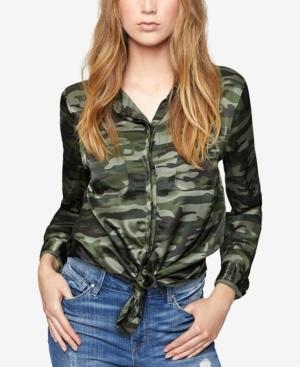 Sanctuary Camo-print Satin Shirt