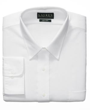 Lauren By Ralph Lauren Mens Dress Shirt, White Solid