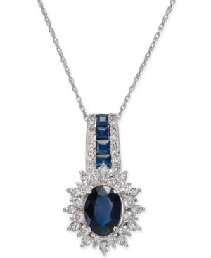 Sapphire (1-3/4 Ct. T.w.) And Diamond (1/2 Ct. T.w.) Pendant Necklace In 14k White Gold