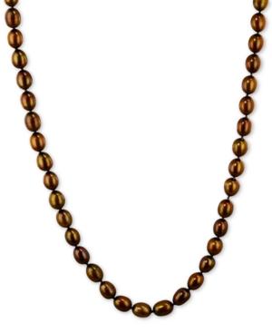 Honora Style Chocolate Cultured Freshwater Pearl Necklace In Sterling Silver (7-8mm)