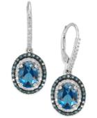 14k White Gold London Blue Topaz (2-3/4 Ct. T.w.) And Diamond (1/2 Ct. T.w.) Earrings