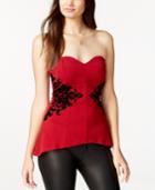 Material Girl Juniors' Flocked Strapless Sweetheart Peplum Top, Only At Macy's