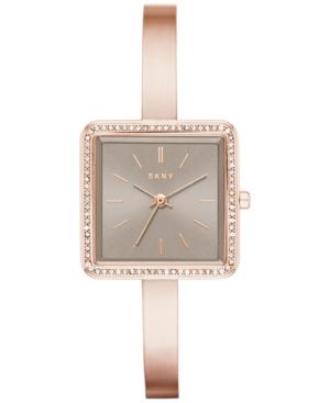 Dkny Women's Stonewall Rose Gold-tone Stainless Steel Half-bangle Bracelet Watch 24mm Ny2559