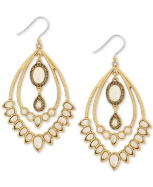 Lucky Brand Gold-tone Pave & White Stone Drop Earrings