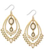 Lucky Brand Gold-tone Pave & White Stone Drop Earrings