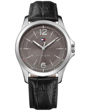 Tommy Hilfiger Men's Essential Black Leather Strap Watch 42mm 1791376