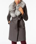 Elie Tahari Fox-fur-trim Wrap Coat
