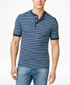 Club Room Men's Contrast-trim Striped Henley, Only At Macy's